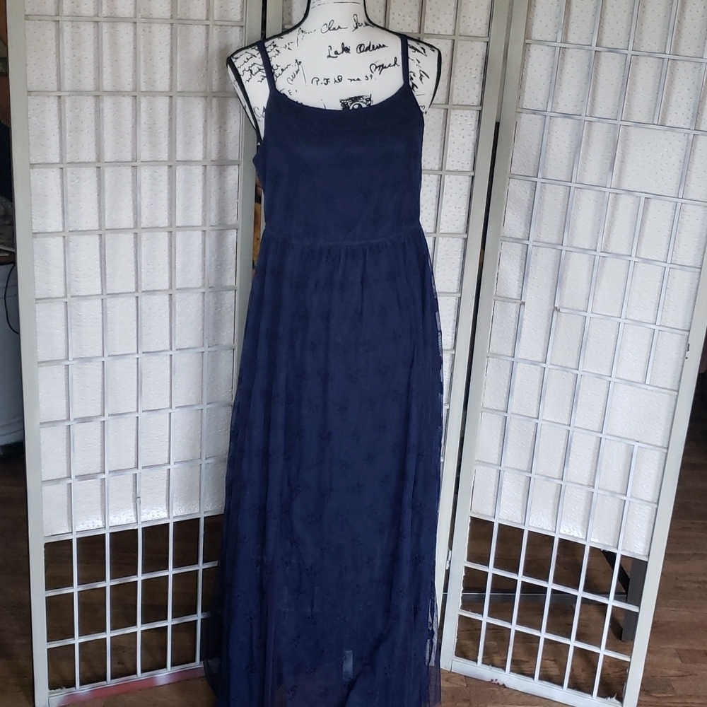 Torrid navy blue maxi shoulder straps lace uppers  dress size 12